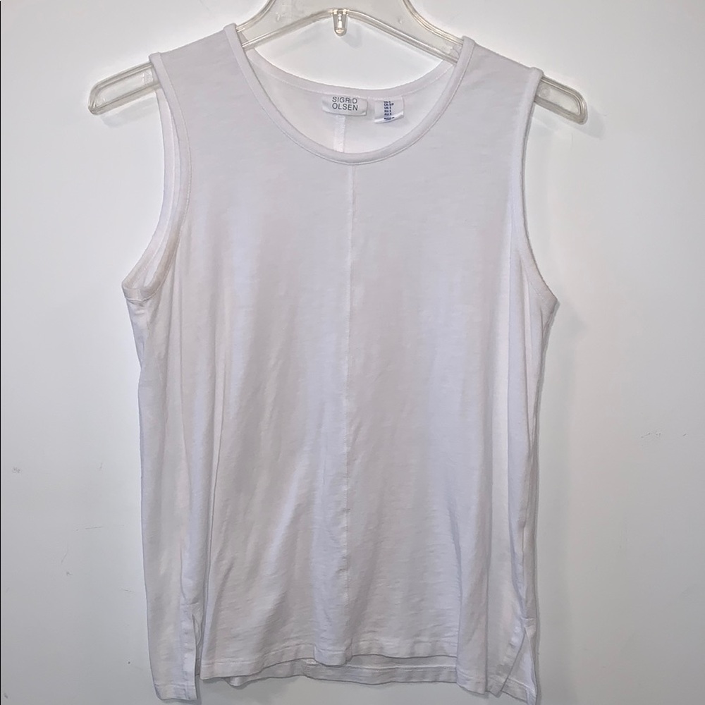 Sigrid Olsen Round Neck White Tank Top